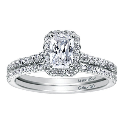 Wedding Band 14k White Gold Diamond Straight