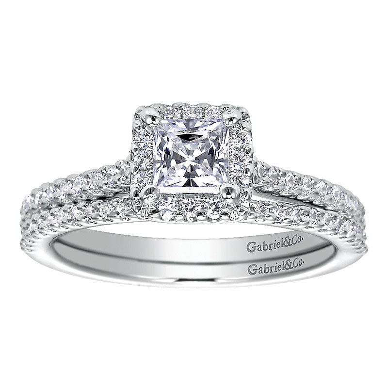Wedding Band 14k White Gold Diamond Straight
