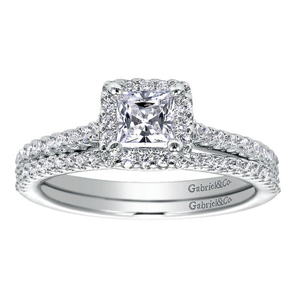 Wedding Band 14k White Gold Diamond Straight