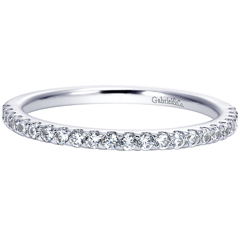 Wedding Band 14k White Gold Diamond Straight