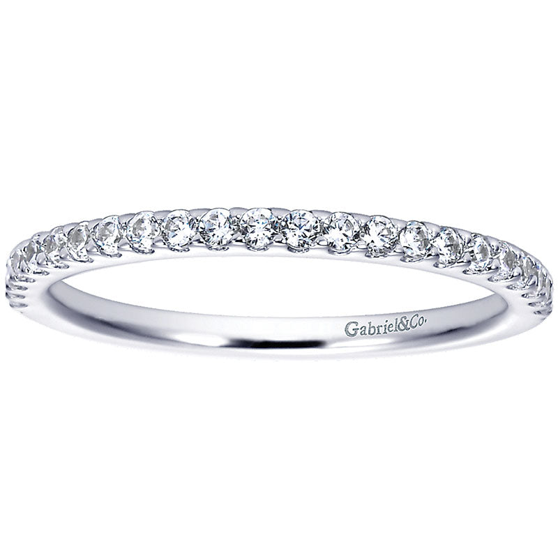Wedding Band 14k White Gold Diamond Straight