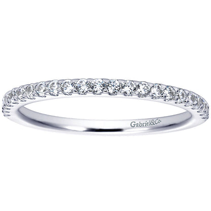 Wedding Band 14k White Gold Diamond Straight