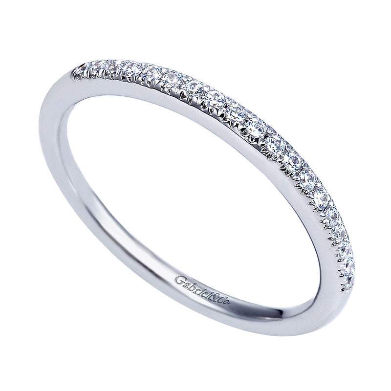 Wedding Band 14k White Gold Diamond Straight