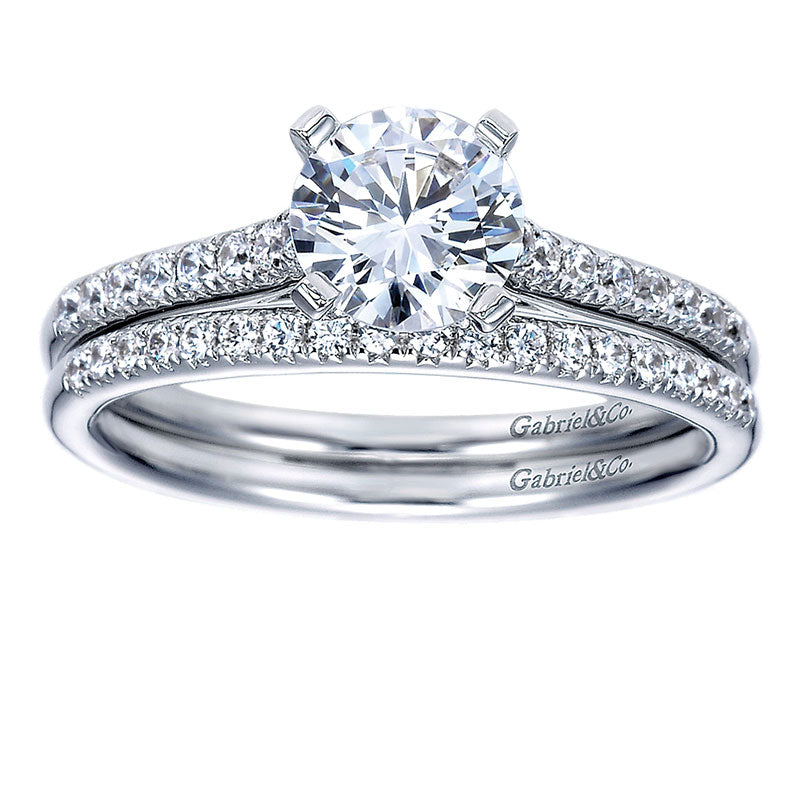 Wedding Band 14k White Gold Diamond Straight