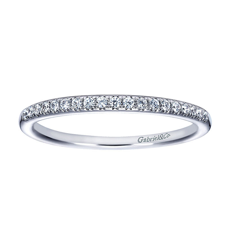Wedding Band 14k White Gold Diamond Straight