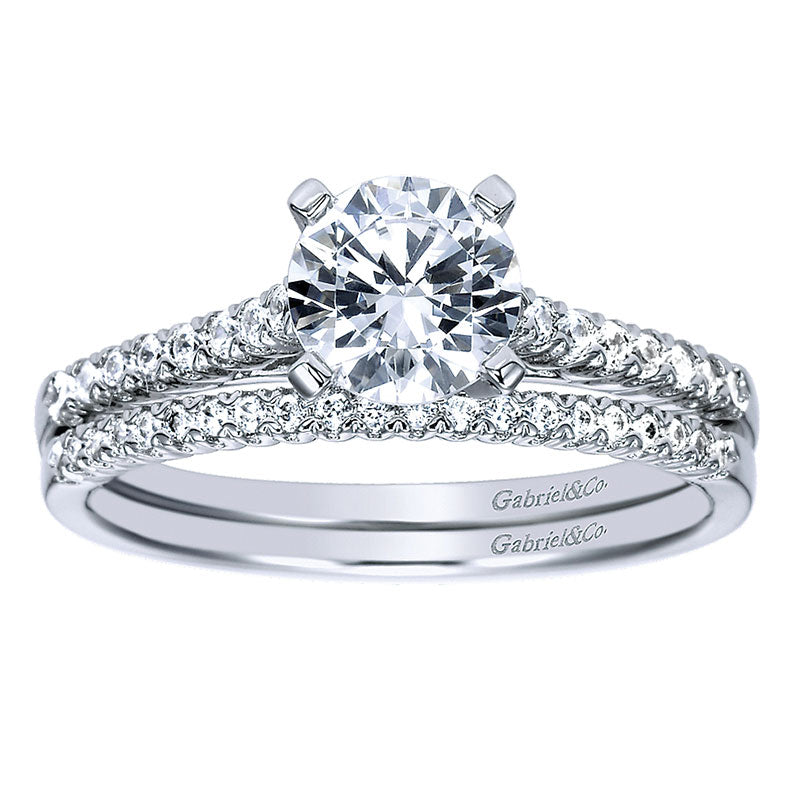 Wedding Band 14k White Gold Diamond Straight