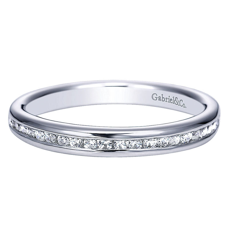 Wedding Band 14k White Gold Diamond Straight