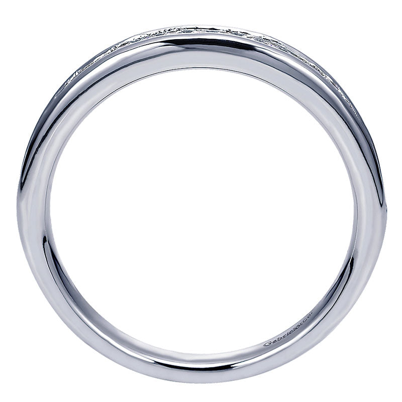 Wedding Band 14k White Gold Diamond Straight