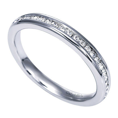 Wedding Band 14k White Gold Diamond Straight