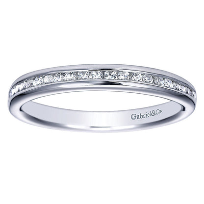 Wedding Band 14k White Gold Diamond Straight