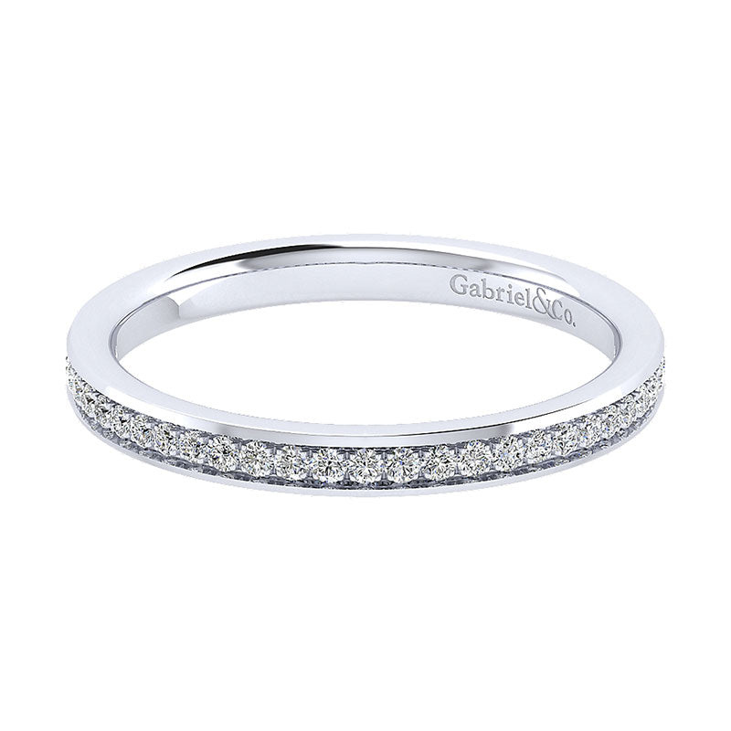 Wedding Band 14k White Gold Diamond Straight