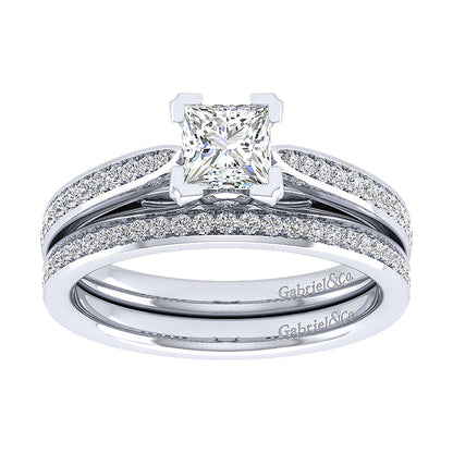 Wedding Band 14k White Gold Diamond Straight