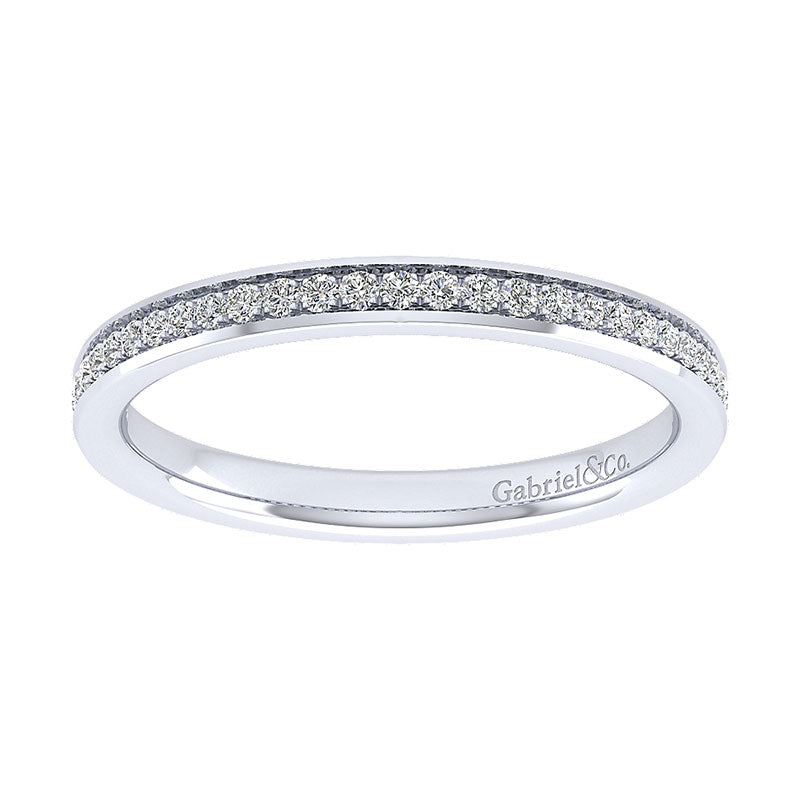 Wedding Band 14k White Gold Diamond Straight