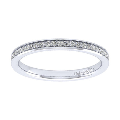 Wedding Band 14k White Gold Diamond Straight