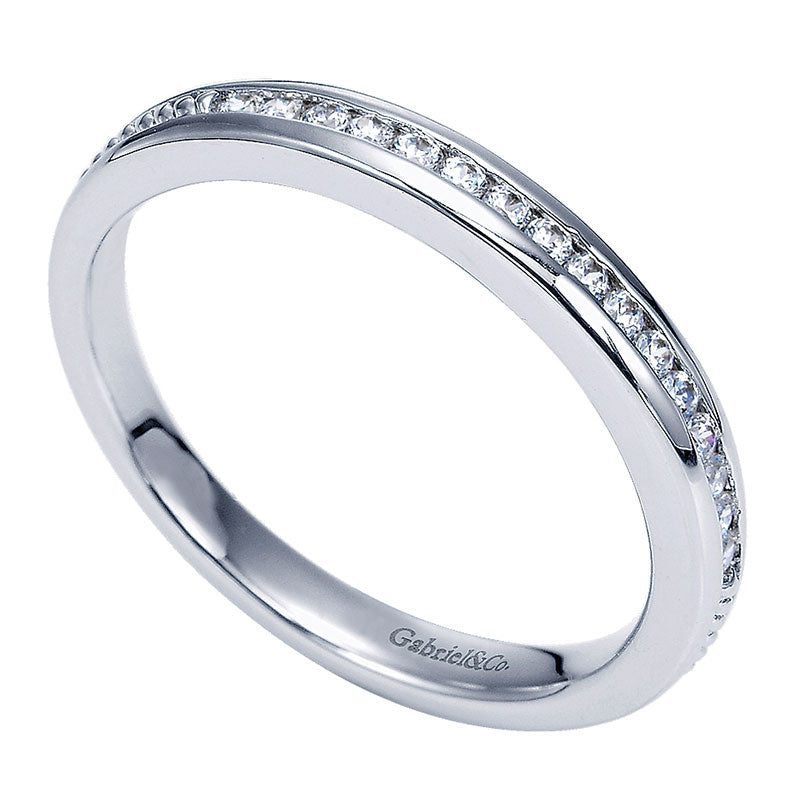 Wedding Band 14k White Gold Diamond Straight