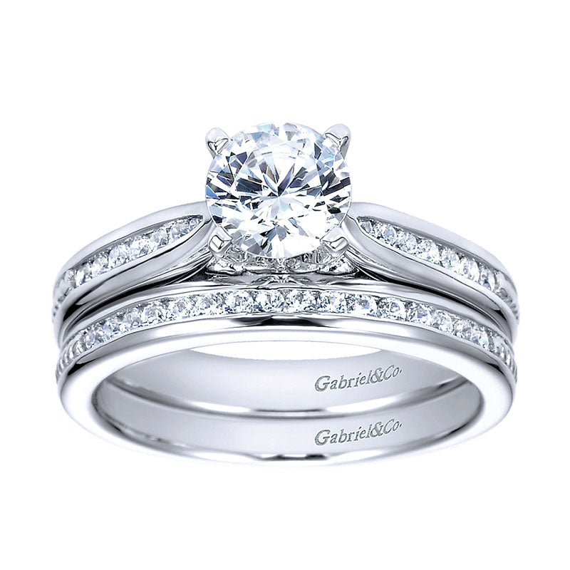 Wedding Band 14k White Gold Diamond Straight
