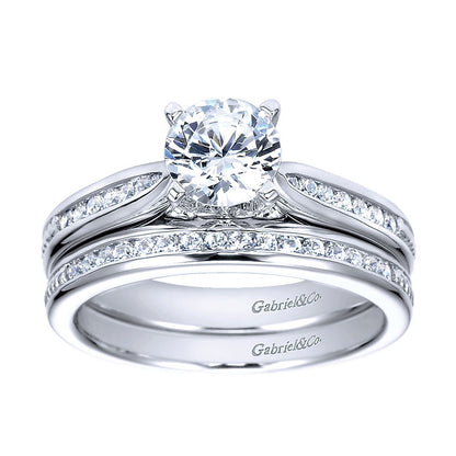 Wedding Band 14k White Gold Diamond Straight