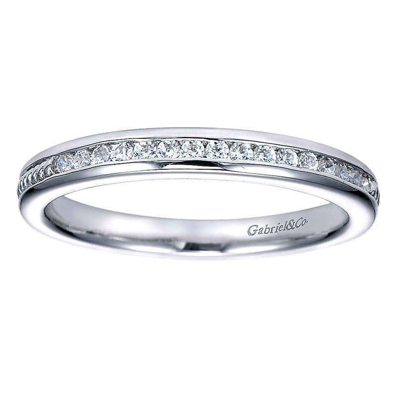 Wedding Band 14k White Gold Diamond Straight