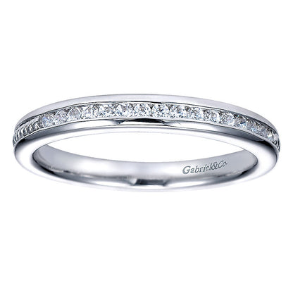 Wedding Band 14k White Gold Diamond Straight