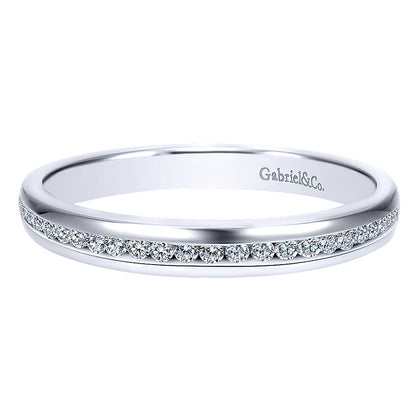 Wedding Band 14k White Gold Diamond Straight
