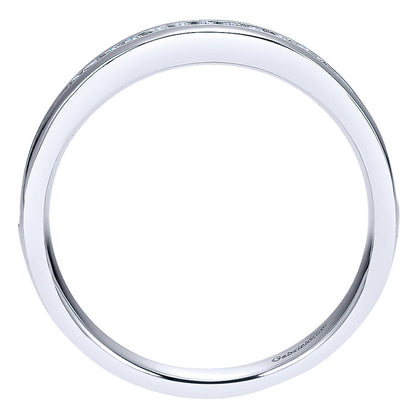 Wedding Band 14k White Gold Diamond Straight