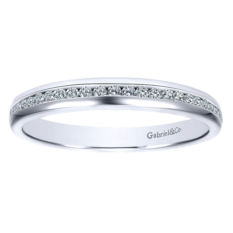 Wedding Band 14k White Gold Diamond Straight
