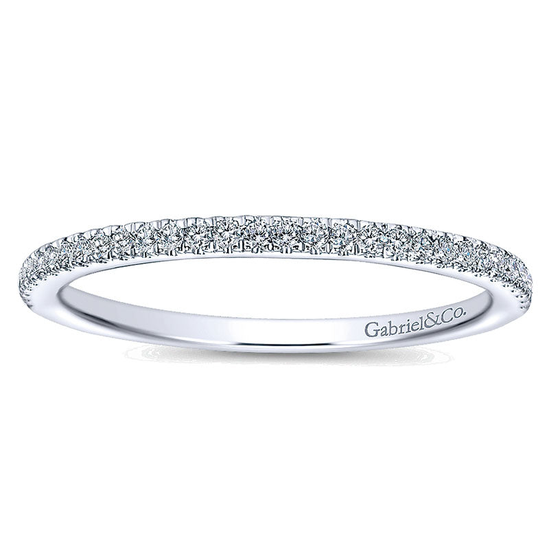Wedding Band 14k White Gold Diamond Straight