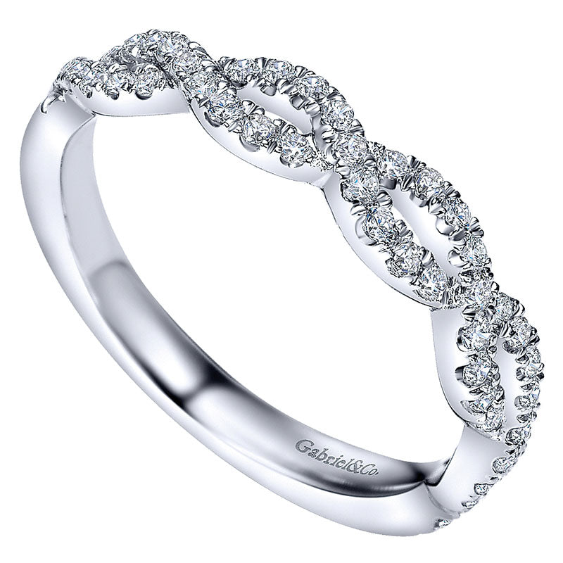 Wedding Band 14k White Gold Diamond Straight