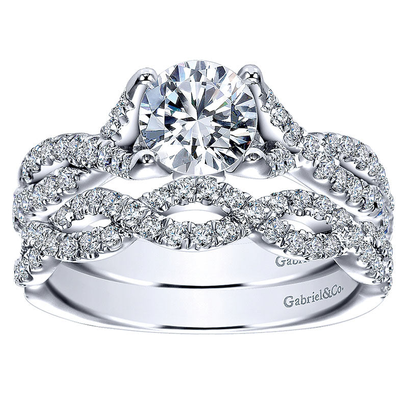Wedding Band 14k White Gold Diamond Straight