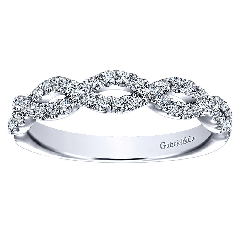 Wedding Band 14k White Gold Diamond Straight