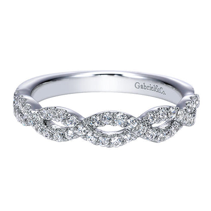 Wedding Band 14k White Gold Diamond Straight
