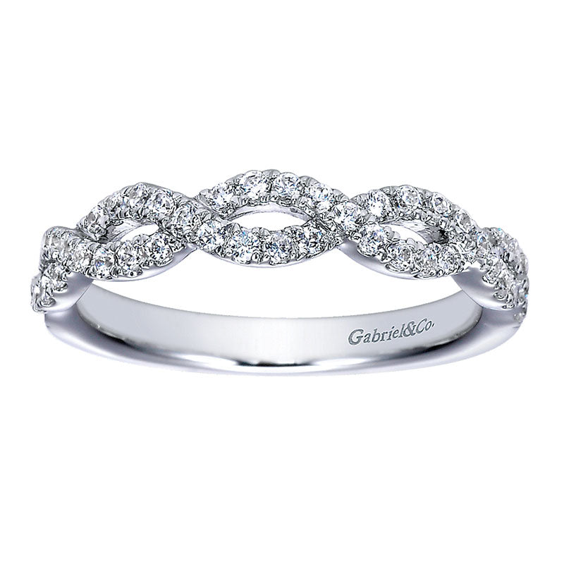 Wedding Band 14k White Gold Diamond Straight