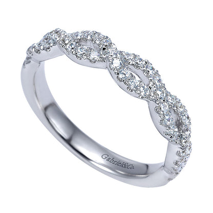 Wedding Band 14k White Gold Diamond Straight