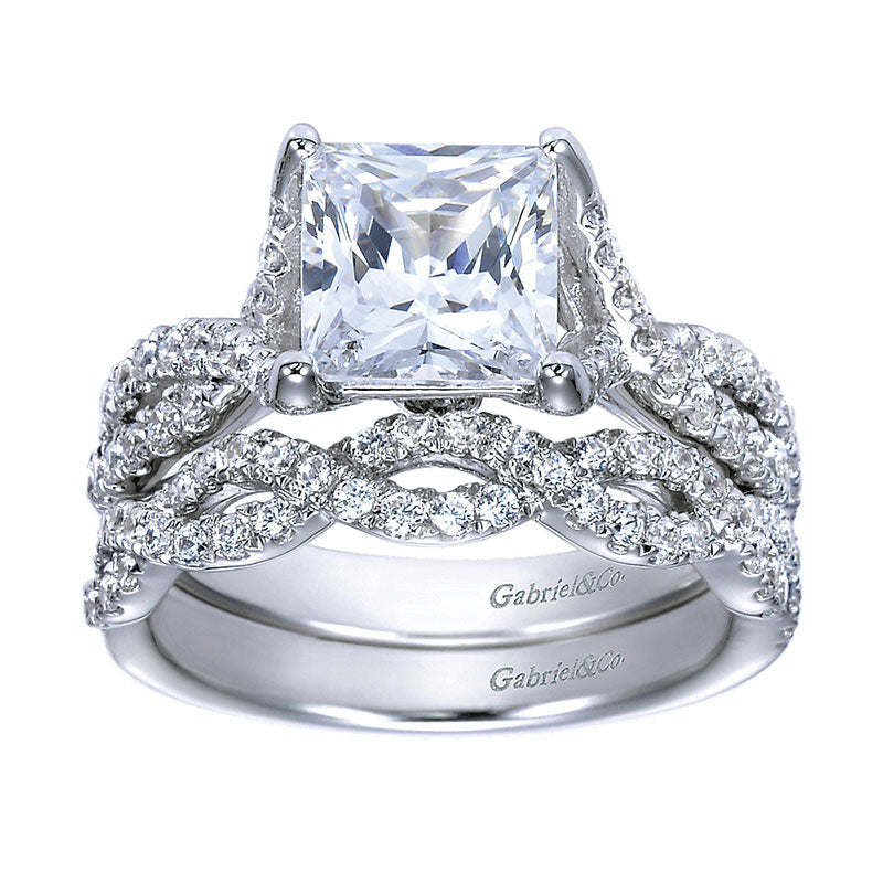 Wedding Band 14k White Gold Diamond Straight