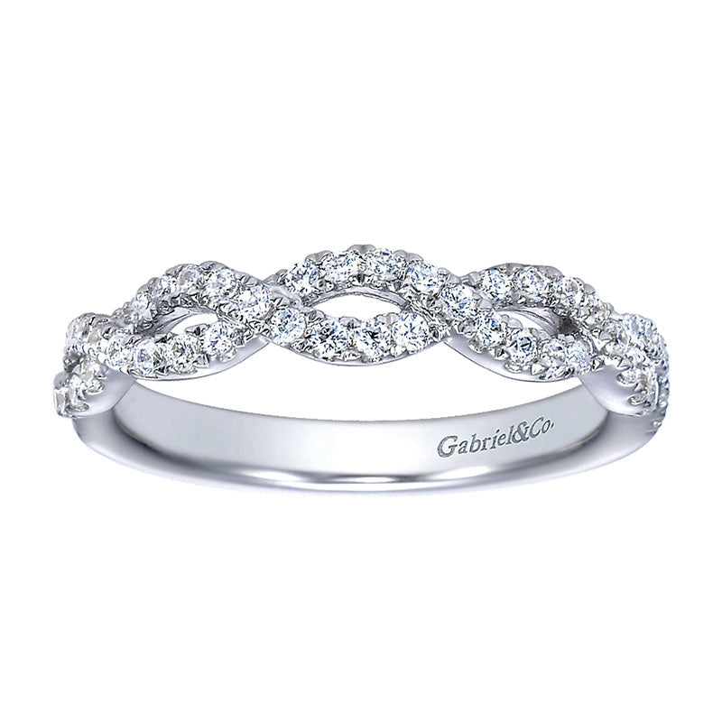 Wedding Band 14k White Gold Diamond Straight
