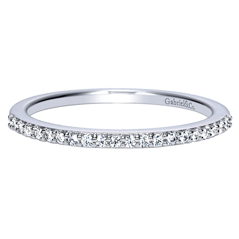 Wedding Band 14k White Gold Diamond Straight