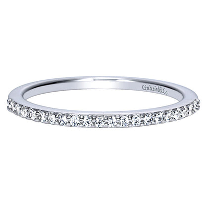 Wedding Band 14k White Gold Diamond Straight
