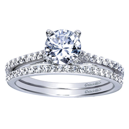 Wedding Band 14k White Gold Diamond Straight