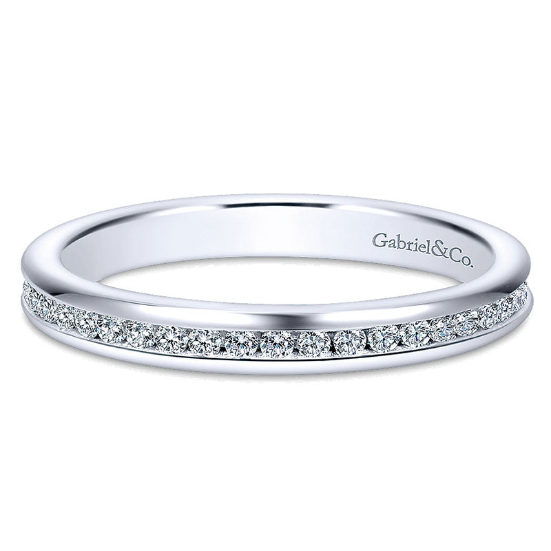 Wedding Band 14k White Gold Diamond Straight