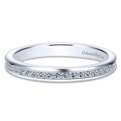 Wedding Band 14k White Gold Diamond Straight
