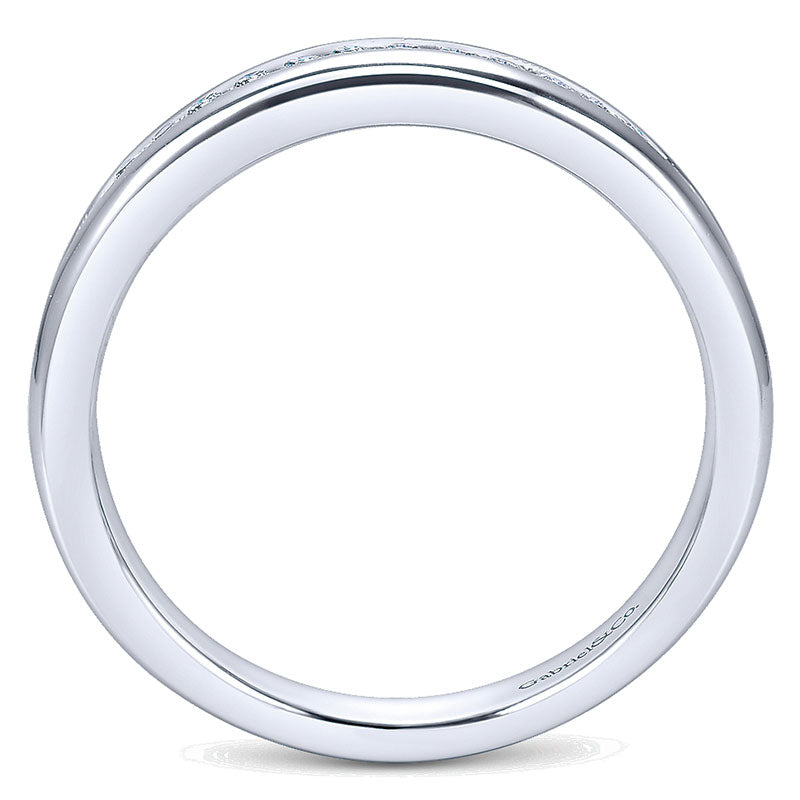 Wedding Band 14k White Gold Diamond Straight