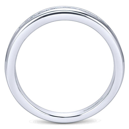 Wedding Band 14k White Gold Diamond Straight