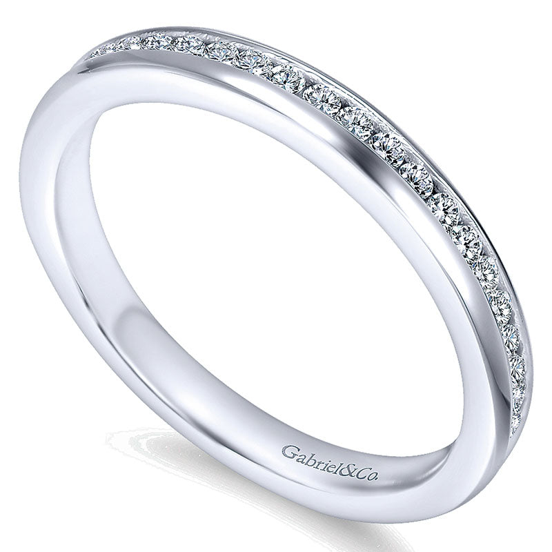 Wedding Band 14k White Gold Diamond Straight
