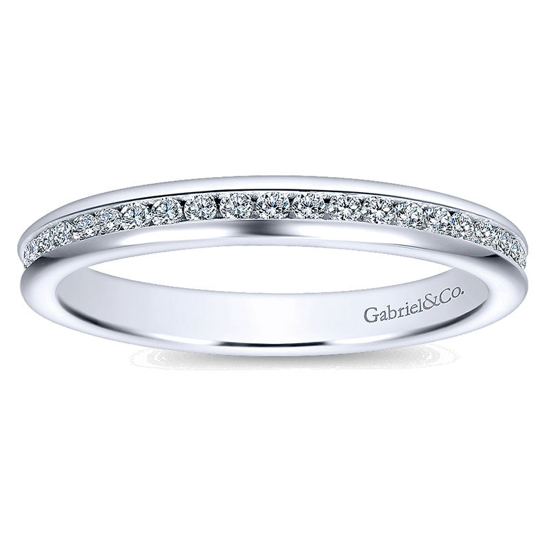 Wedding Band 14k White Gold Diamond Straight