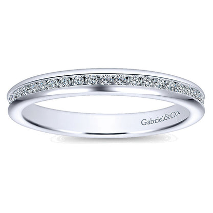 Wedding Band 14k White Gold Diamond Straight