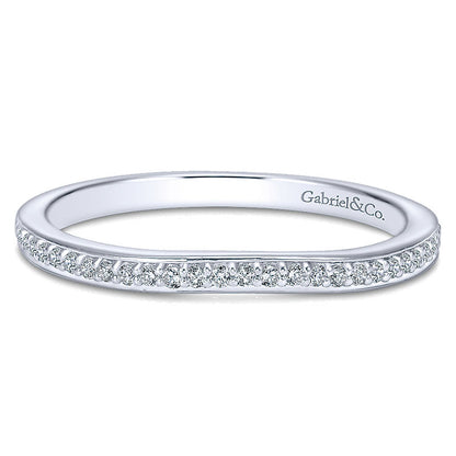 Wedding Band 14k White Gold Diamond Straight
