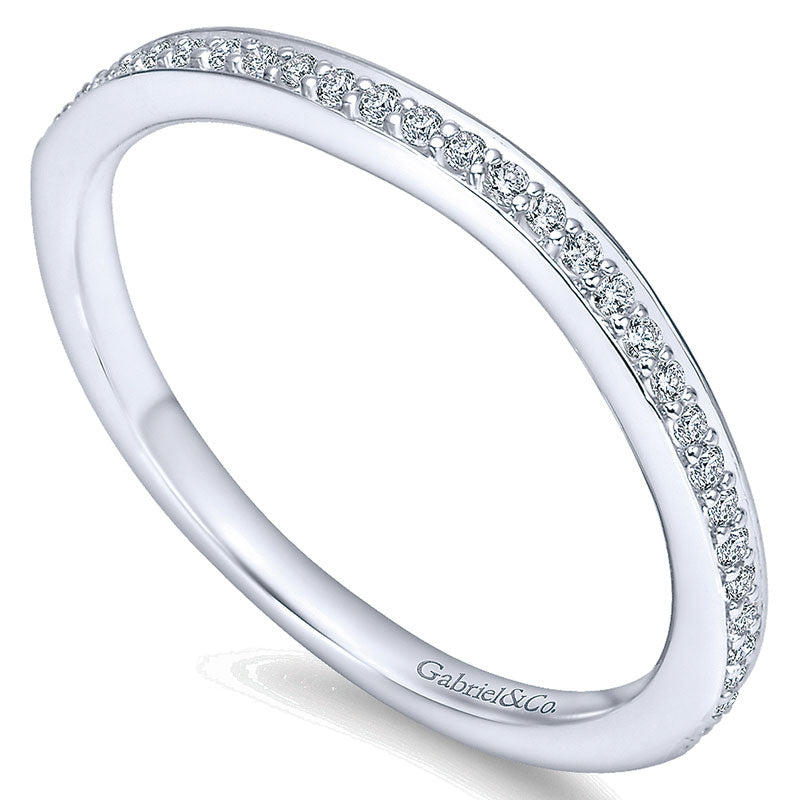 Wedding Band 14k White Gold Diamond Straight