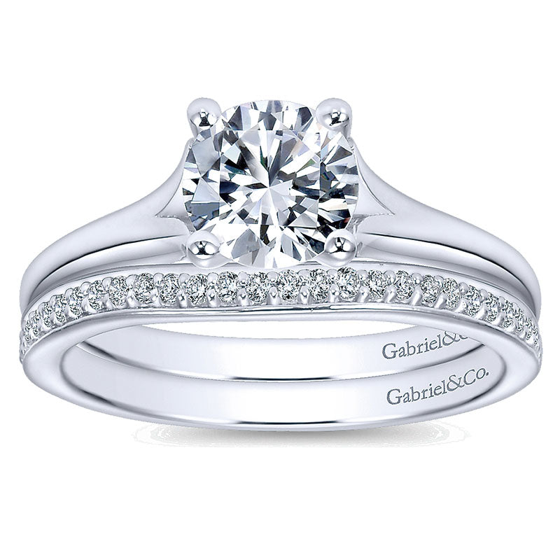 Wedding Band 14k White Gold Diamond Straight