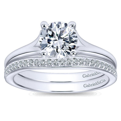 Wedding Band 14k White Gold Diamond Straight