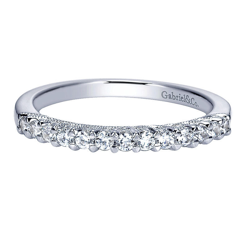 Wedding Band 14k White Gold Diamond Straight